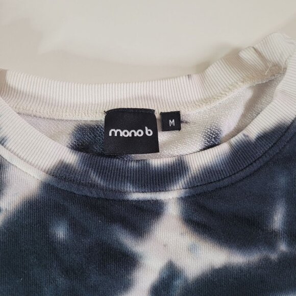 Mono B Cropped Sweatshirt Tie Dye Raw Hem Long Sleeve Crew Neck Womens Medium - Picture 8 of 12